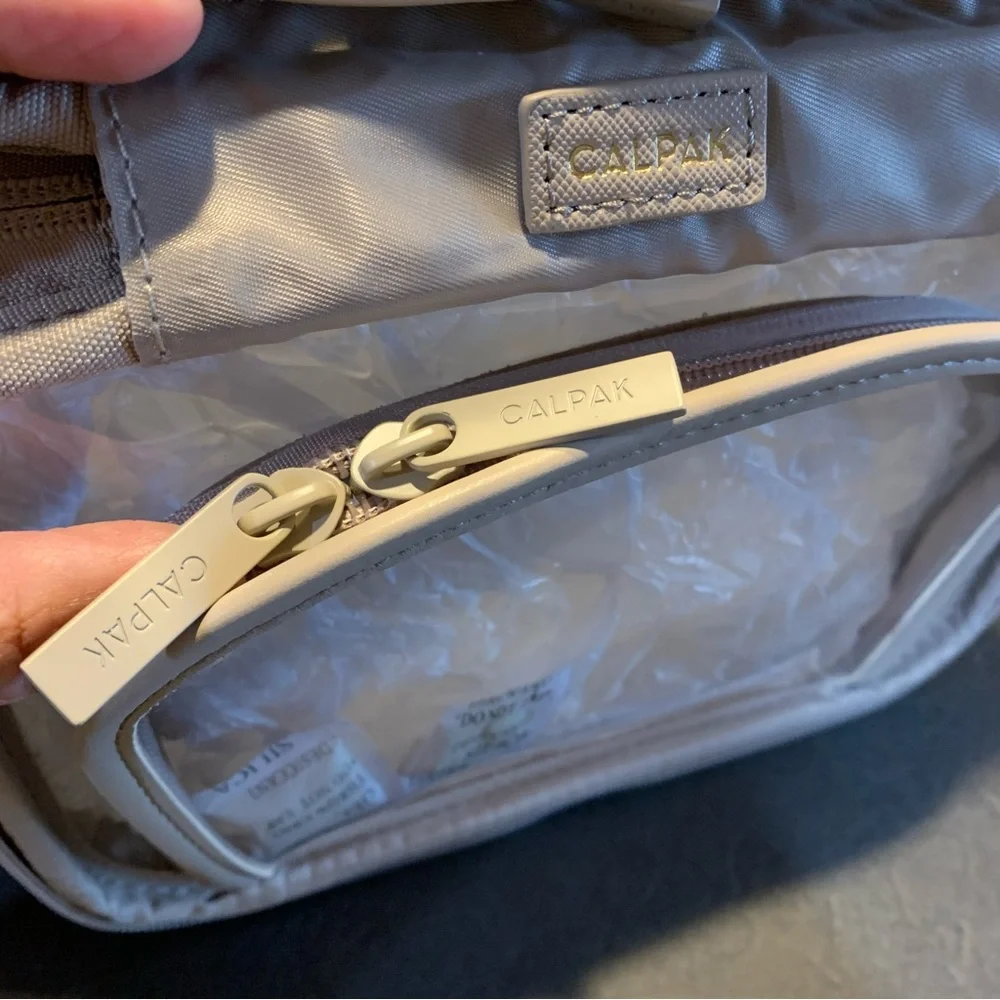 CALPACK NWT Mini Clear Cosmetic Zippered Travel  Case. Stone. - Picture 9 of 12